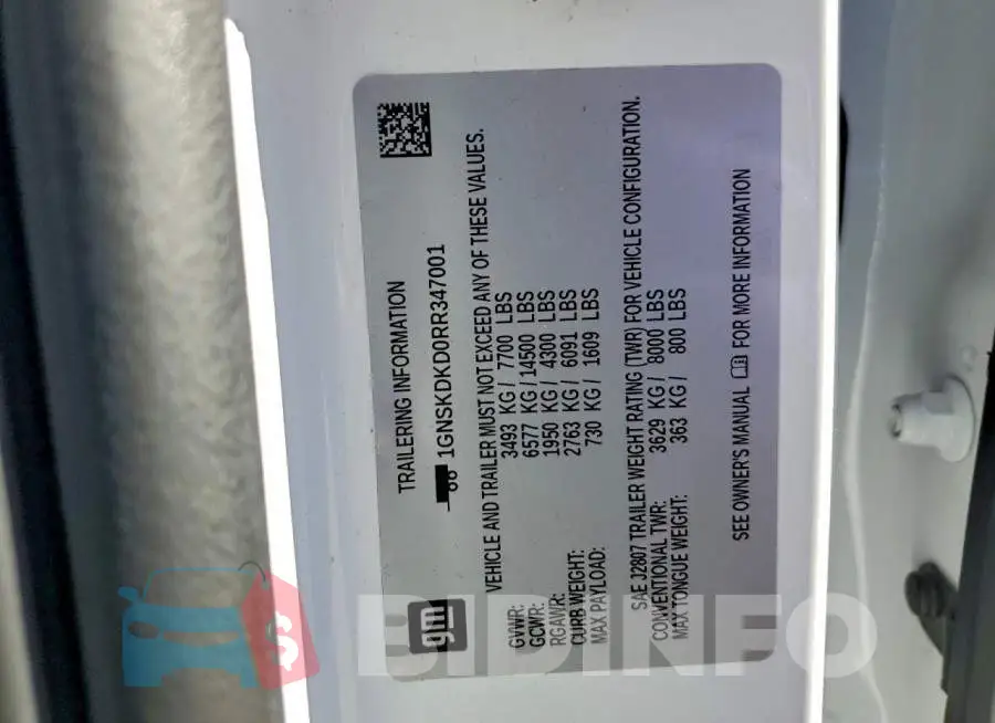1GNSKDKD0RR347001 Photo# 14