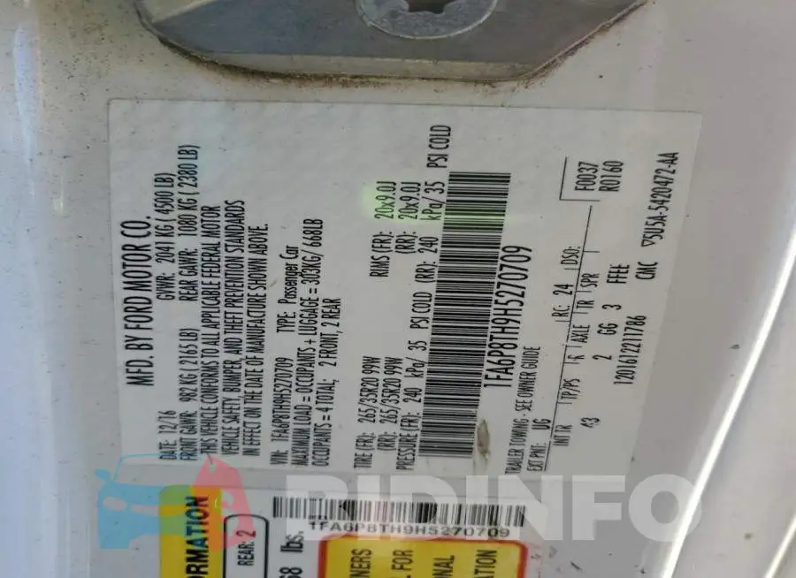 1FA6P8TH9H5270709 Photo# 12