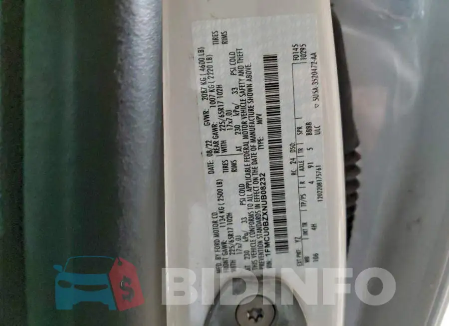 1FMCU0BZXNUB08232 Photo# 14