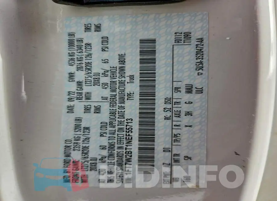 1FT7W2BT1NEF55713 Photo# 12
