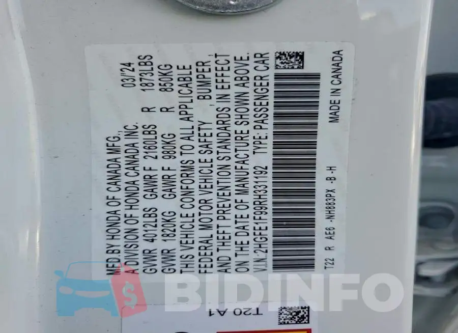 2HGFE1F99RH331192 Photo# 12
