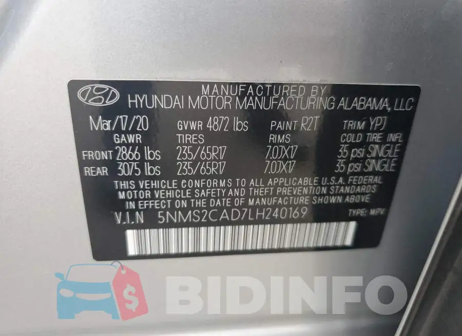 5NMS2CAD7LH240169 Photo# 13