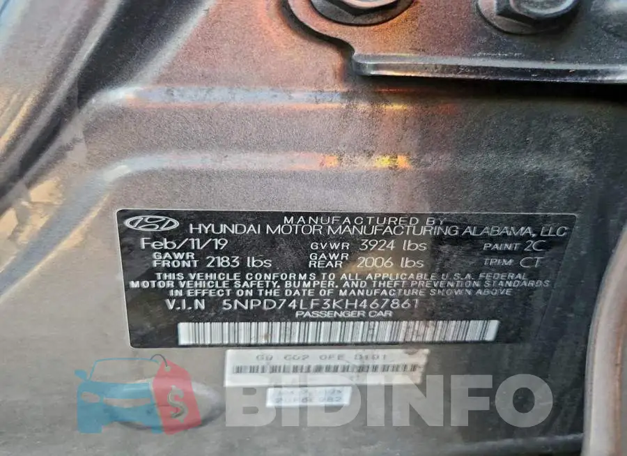 5NPD74LF3KH467861 Photo# 12
