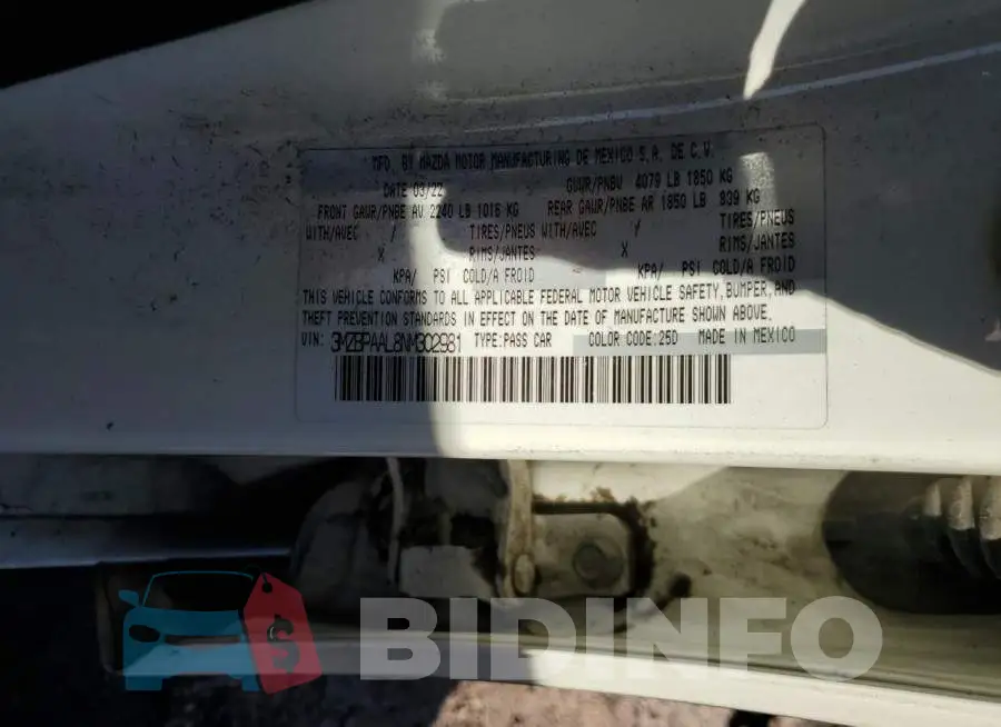 3MZBPAAL8NM302981 Photo# 12