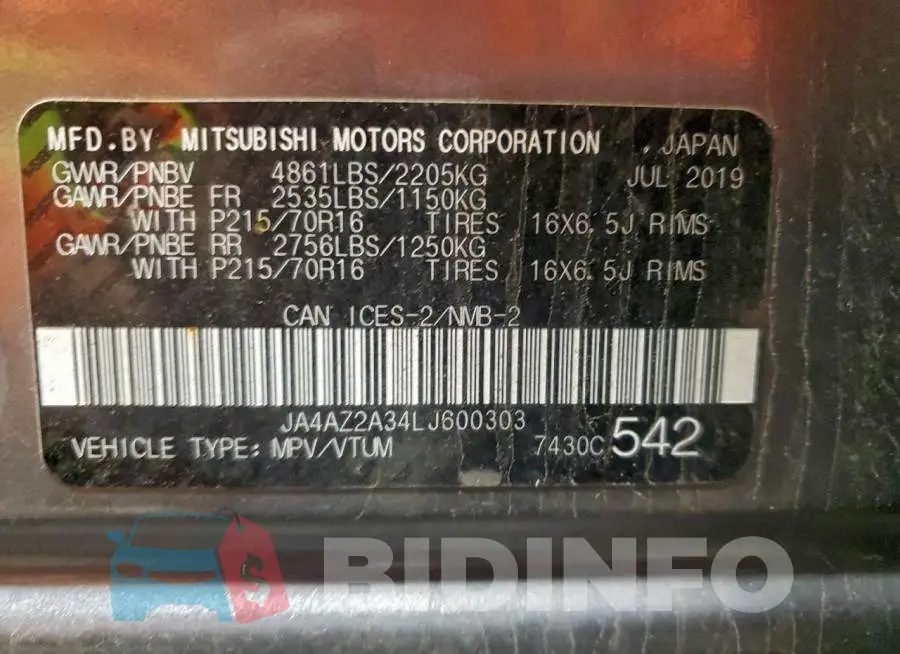 JA4AZ2A34LJ600303 Photo# 14
