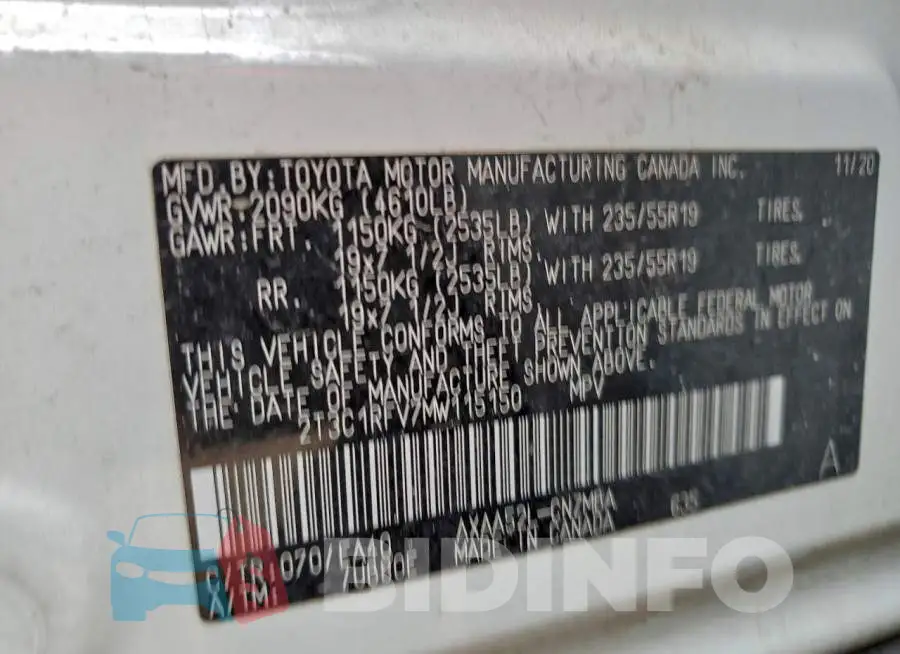 2T3C1RFV7MW115150 Photo# 12