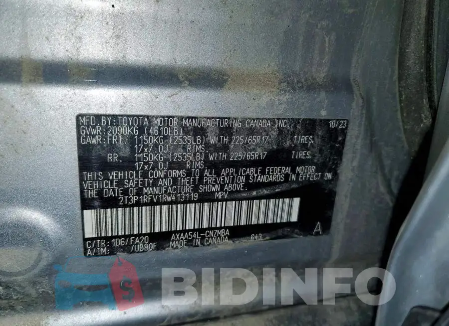 2T3P1RFV1RW413119 Photo# 13