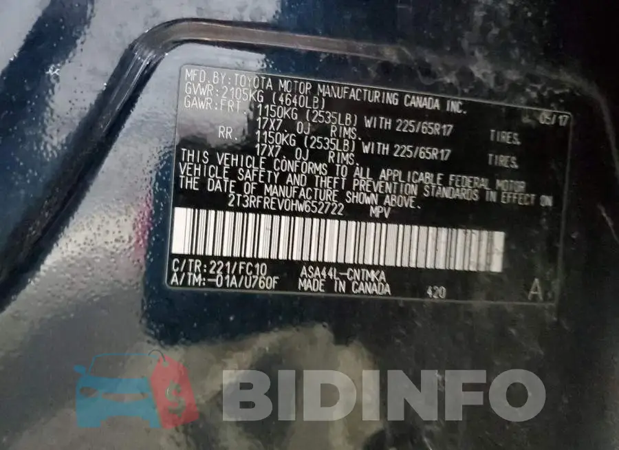 2T3RFREV0HW652722 Photo# 13