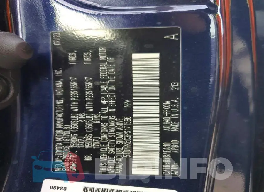 5TDYRKEC3PS171596 Photo# 13