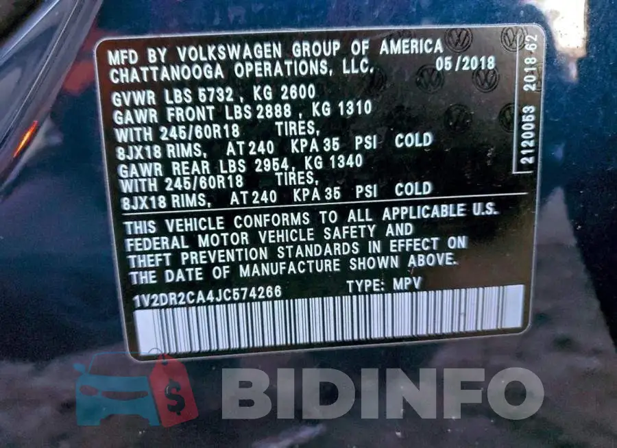 1V2DR2CA4JC574266 Photo# 14