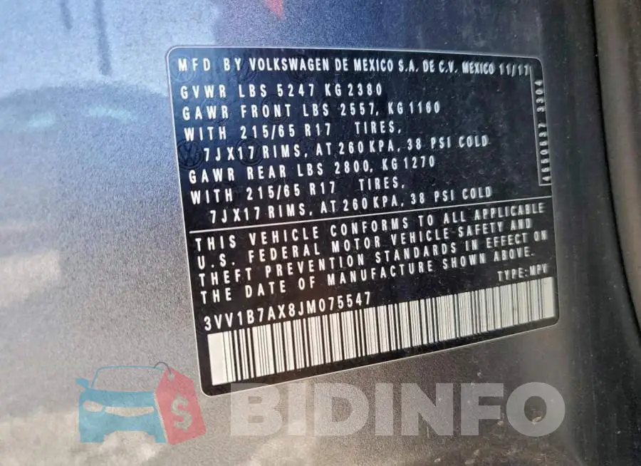 3VV1B7AX8JM075547 Photo# 13