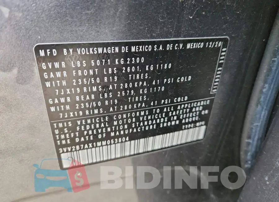 3VV2B7AX1MM053804 Photo# 13