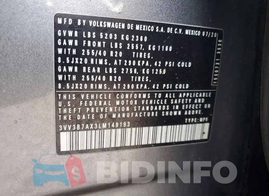 3VV3B7AX3LM149193 Photo# 14