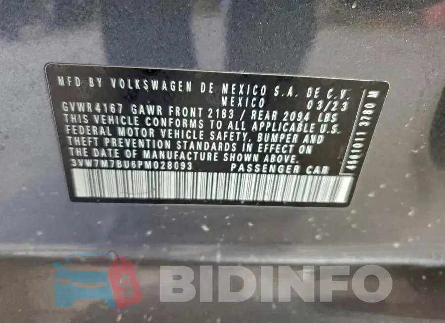 3VW7M7BU6PM028093 Photo# 13