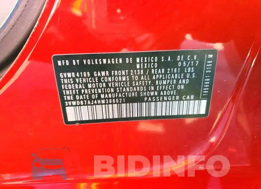 3VWDB7AJ4HM386021 Photo# 12