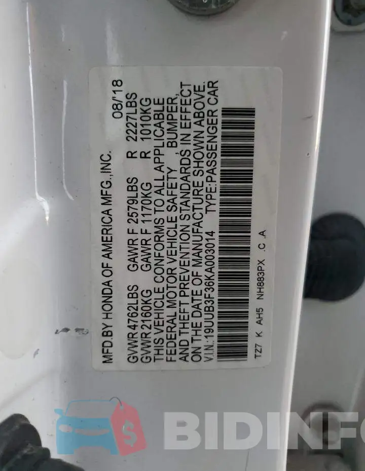 19UUB3F36KA003014 Photo# 12