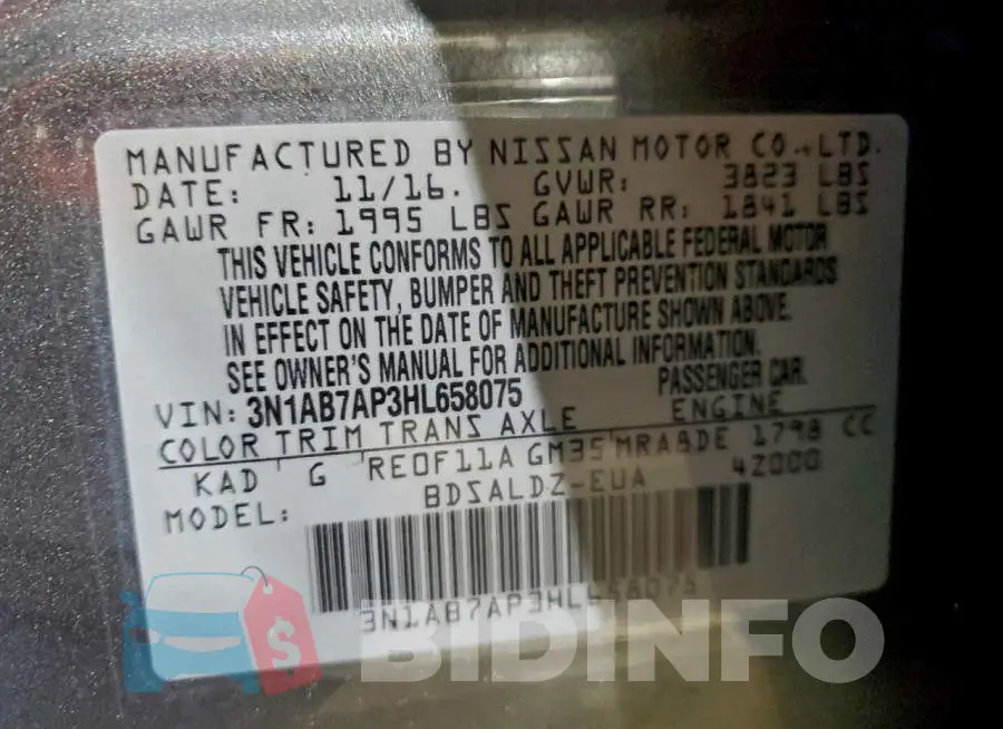3N1AB7AP3HL658075 Photo# 12