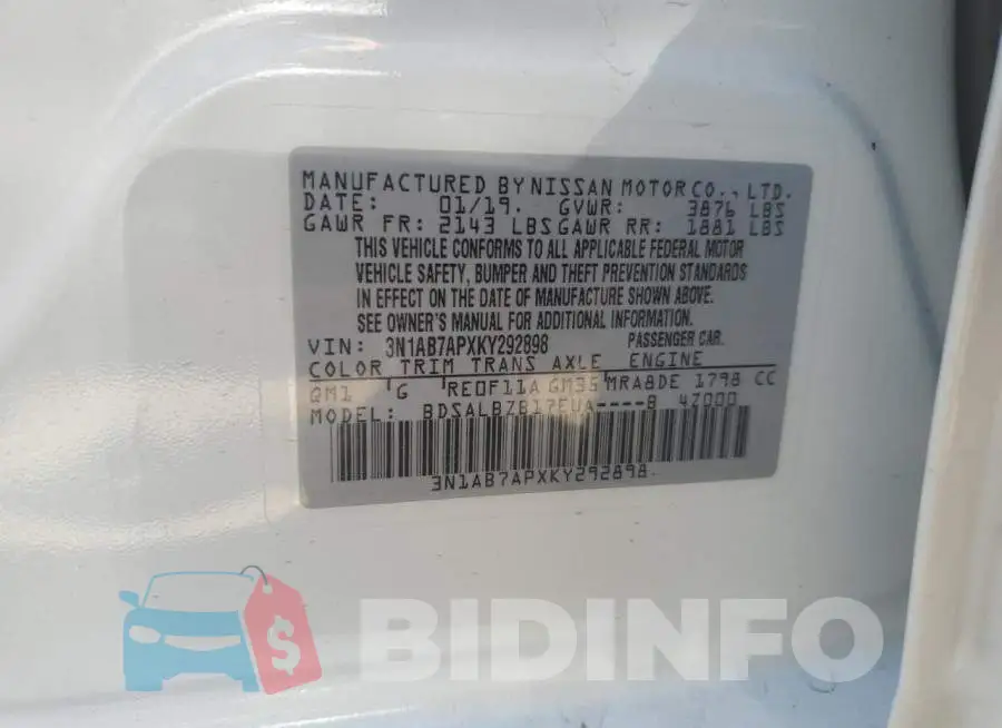 3N1AB7APXKY292898 Photo# 12