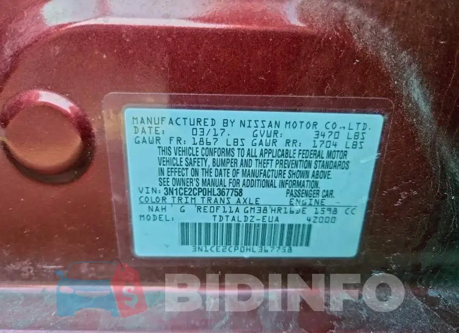 3N1CE2CP0HL367758 Photo# 12