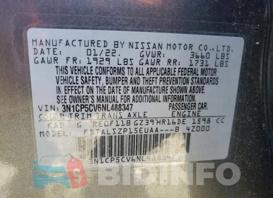 3N1CP5CV6NL488347 Photo# 13