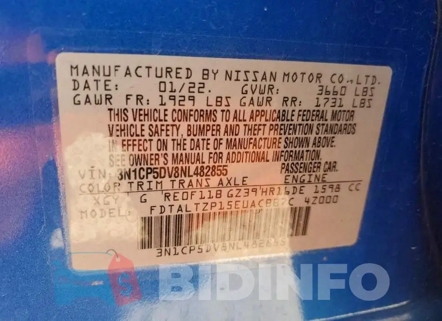 3N1CP5DV8NL482855 Photo# 13
