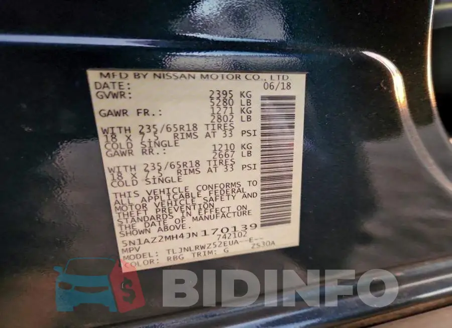 5N1AZ2MH4JN170139 Photo# 14