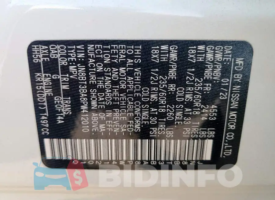 JN8BT3BA8PW412010 Photo# 14