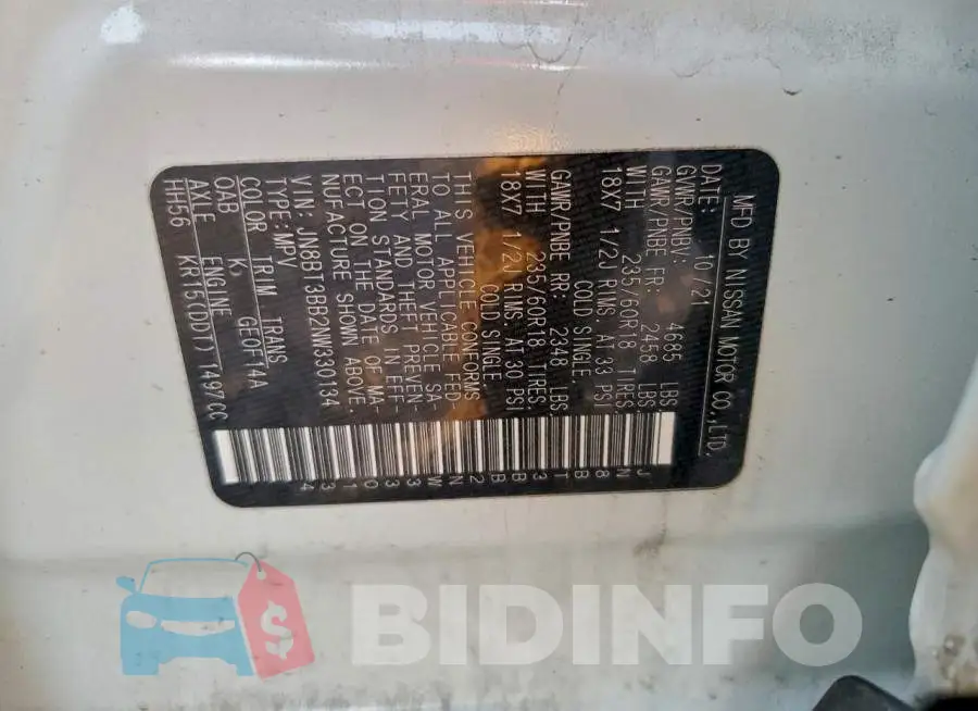 JN8BT3BB2NW330134 Photo# 13