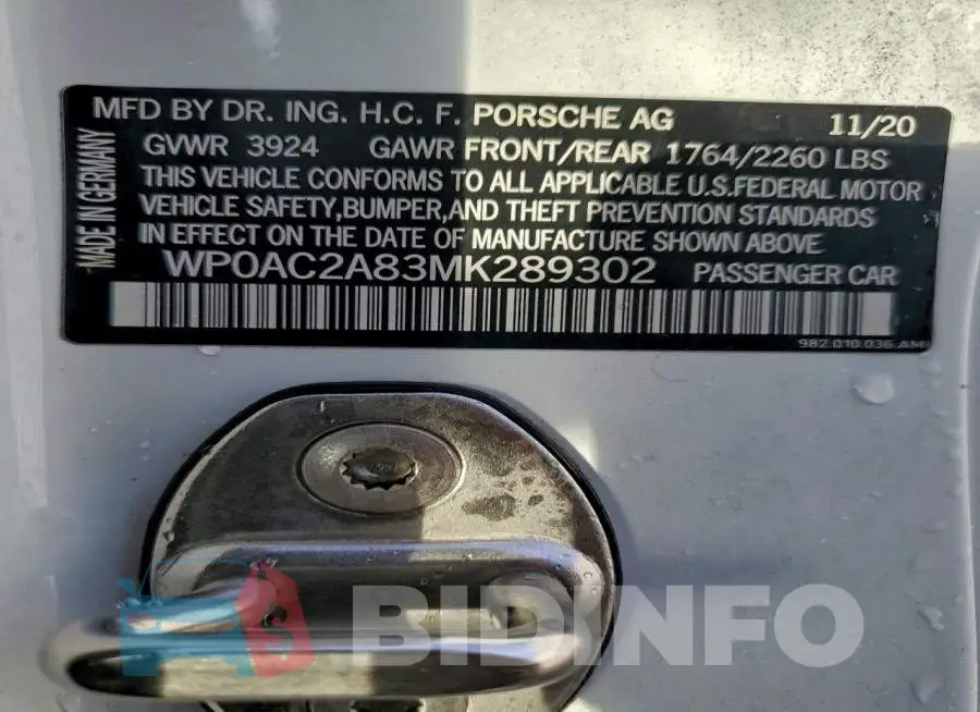WP0AC2A83MK289302 Photo# 14