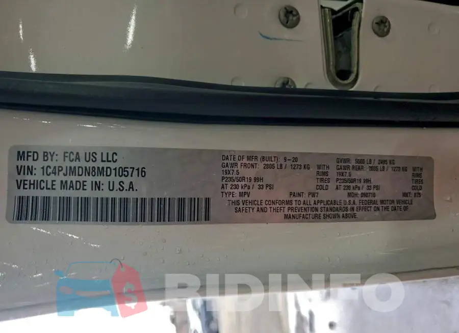 1C4PJMDN8MD105716 Photo# 13