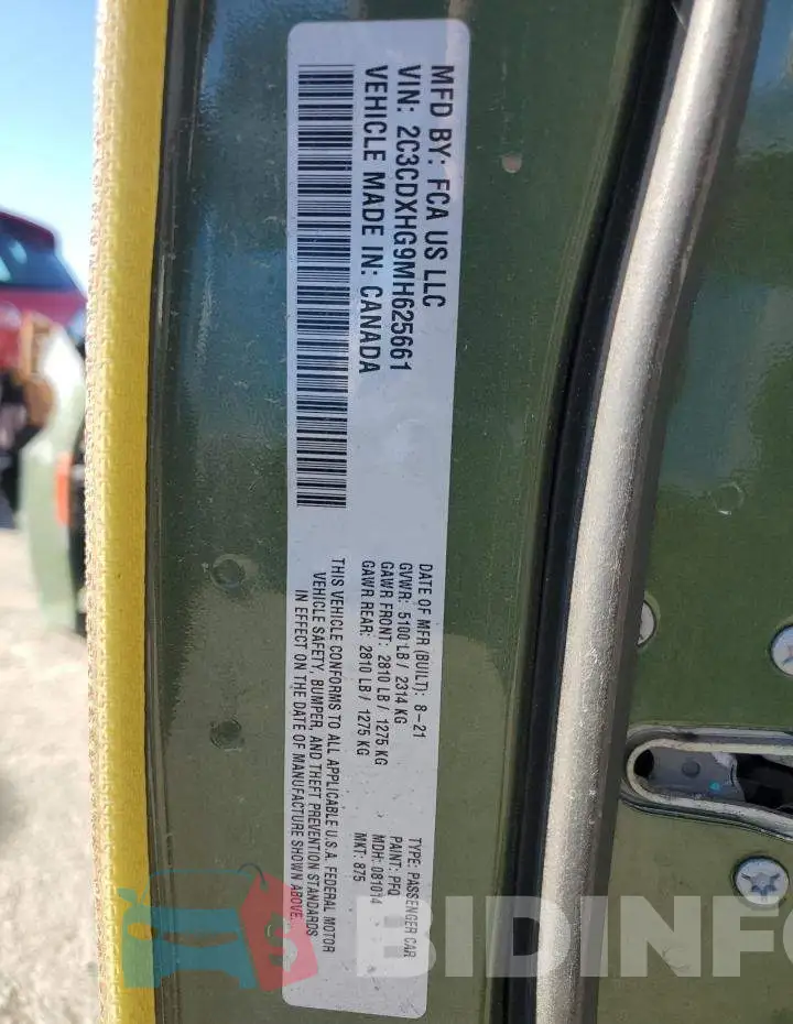 2C3CDXHG9MH625661 Photo# 13