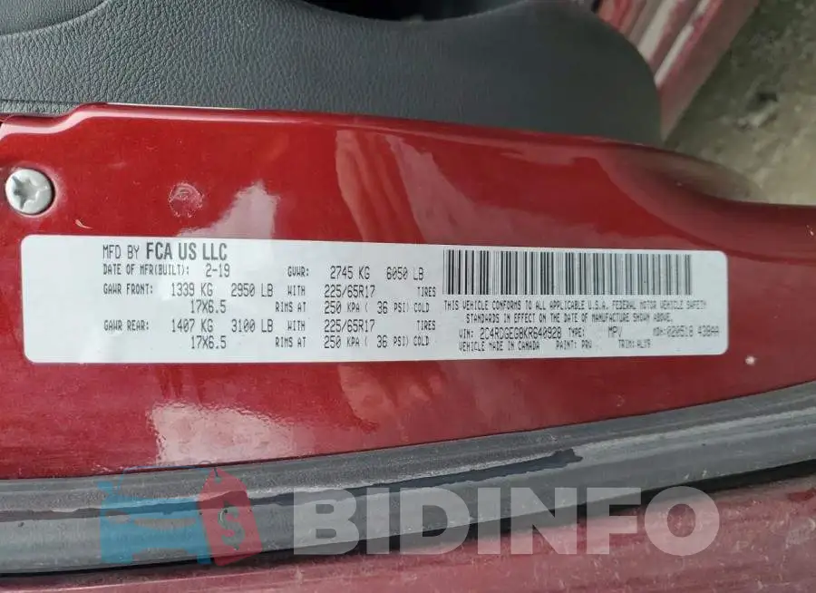 2C4RDGEG8KR640928 Photo# 13
