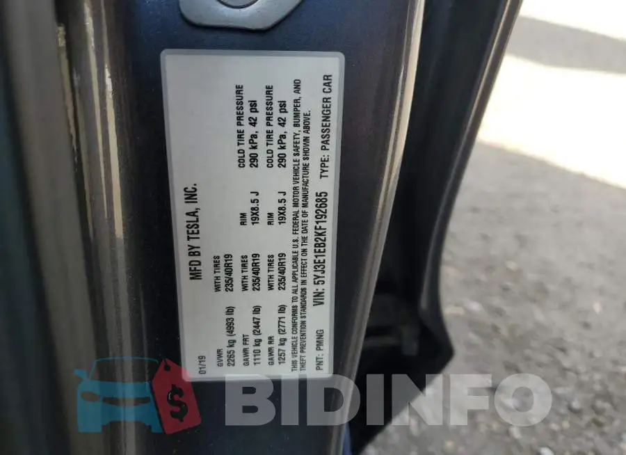 5YJ3E1EB2KF192685 Photo# 12
