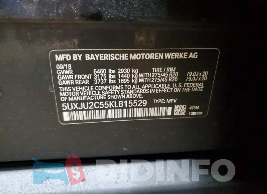 5UXJU2C55KLB15529 Photo# 13