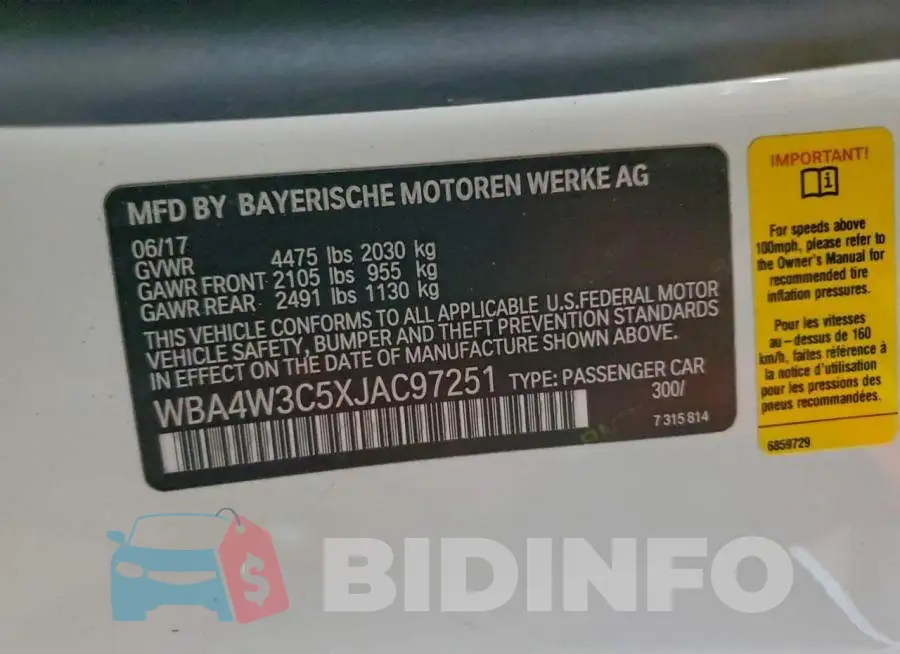 WBA4W3C5XJAC97251 Photo# 13