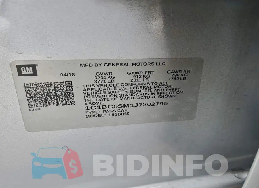 1G1BC5SM1J7202795 Photo# 12