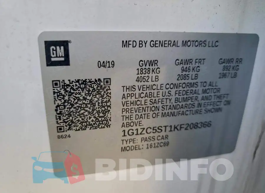 1G1ZC5ST1KF208366 Photo# 13