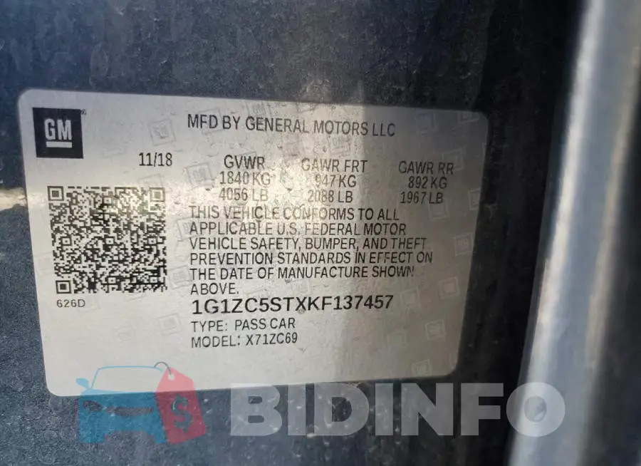 1G1ZC5STXKF137457 Photo# 12