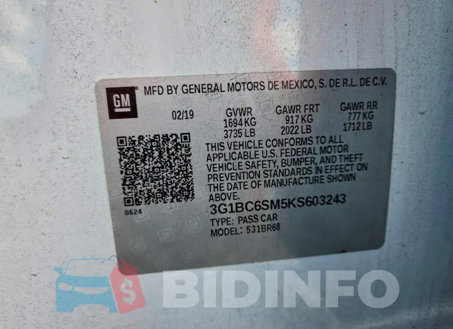 3G1BC6SM5KS603243 Photo# 12