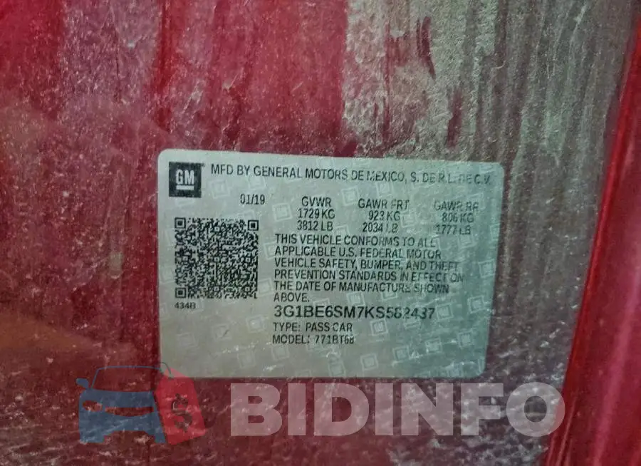 3G1BE6SM7KS582437 Photo# 13