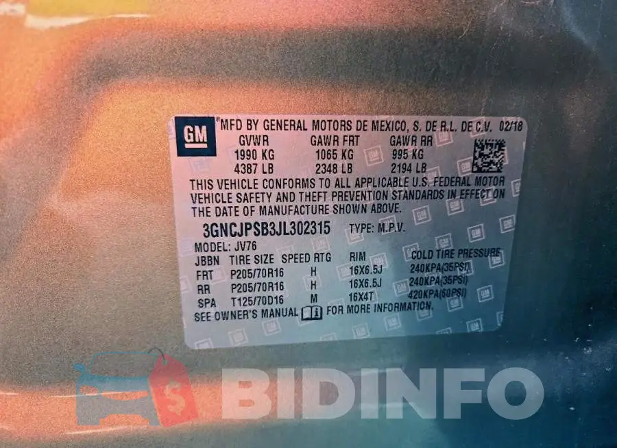 3GNCJPSB3JL302315 Photo# 13