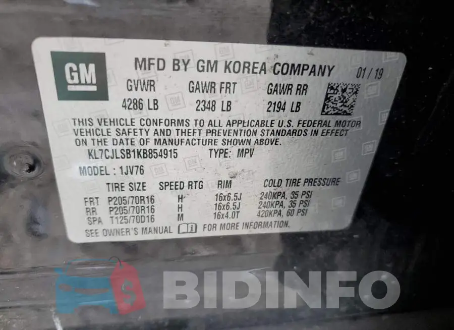 KL7CJLSB1KB854915 Photo# 13