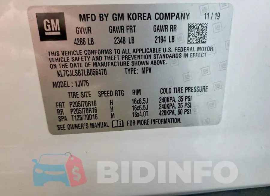 KL7CJLSB7LB056470 Photo# 14