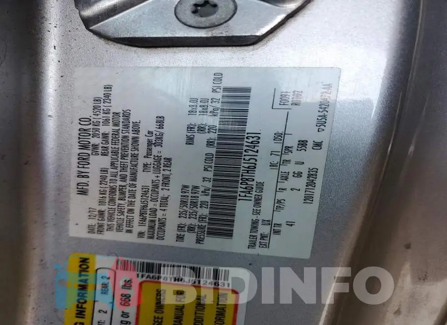 1FA6P8TH6J5124631 Photo# 12