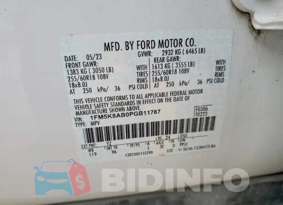 1FM5K8AB0PGB11787 Photo# 14