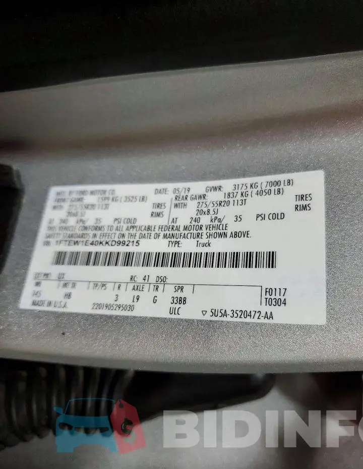 1FTEW1E40KKD99215 Photo# 12