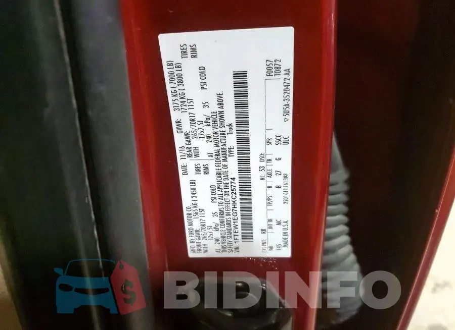 1FTEW1EG7HKC25774 Photo# 12