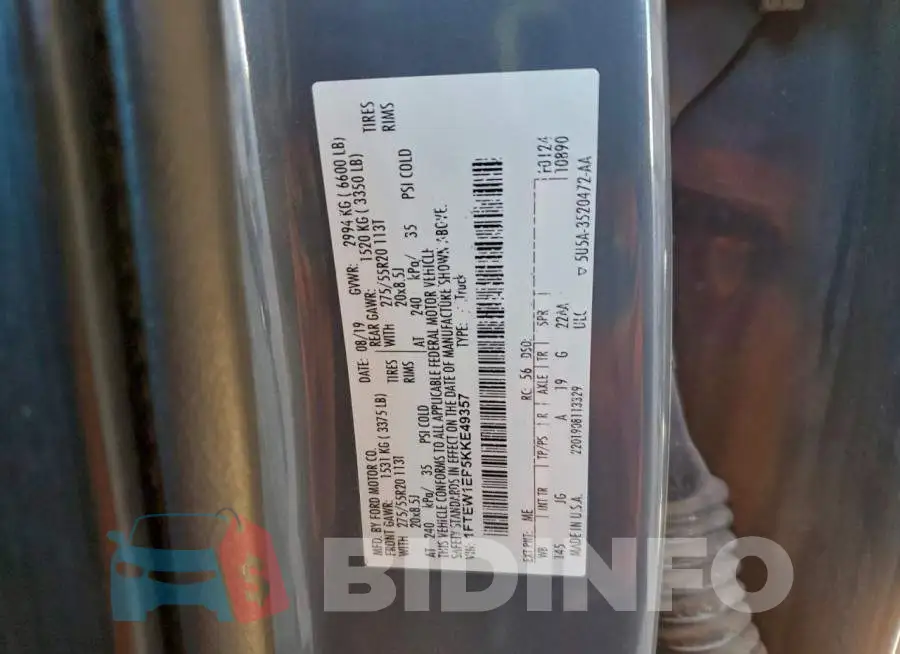 1FTEW1EP5KKE49357 Photo# 12