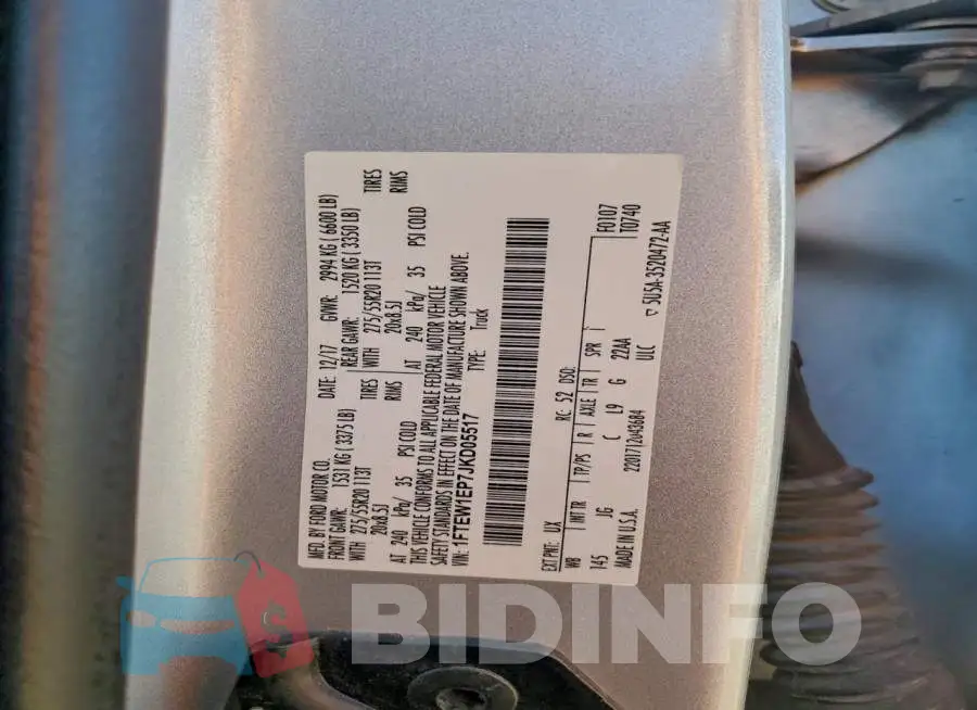 1FTEW1EP7JKD05517 Photo# 12