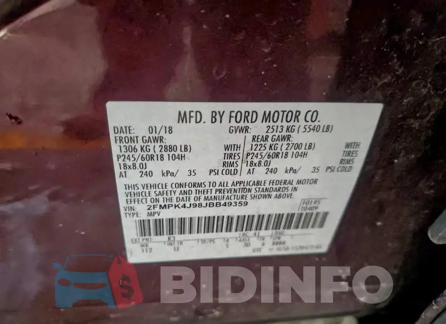 2FMPK4J98JBB49359 Photo# 13